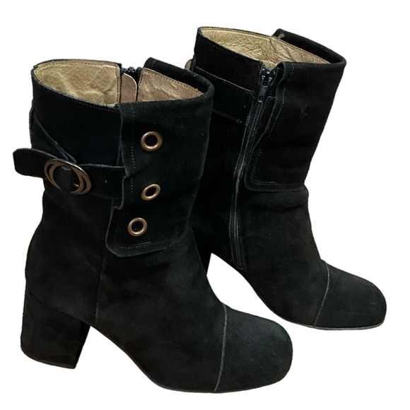 FLY LONDON Black Genuine Suede Leather Texafly Boot Side Zip US Sz 8 Euro Sz 38 - Picture 3 of 7